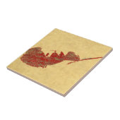 Natuur blad afdruk van een wormgeten appelblad tegeltje (Zijkant)