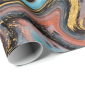 Natuur blauw en groen marmeren met gouden glitter cadeaupapier (Rol Hoek)