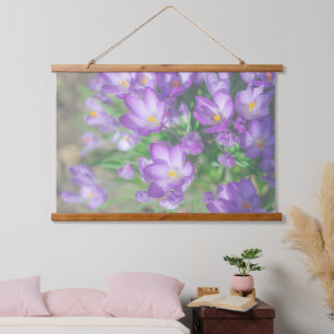 Natuur Bleke Paarse pasta Crocus Flowers Floral Hangend Wandkleed