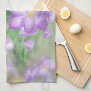 Natuur Bleke pasta Paarse krokobloemen Theedoek