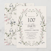 Natuur Bloemen 100ste Verjaardagsfeestje Waterverf Kaart (Voorkant / Achterkant)