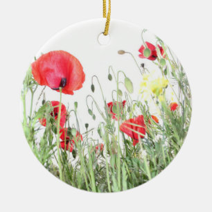 Natuur bloemen van papavervelden keramisch ornament