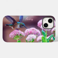 Natuur Blue Hummingbird Pink Flowers Name