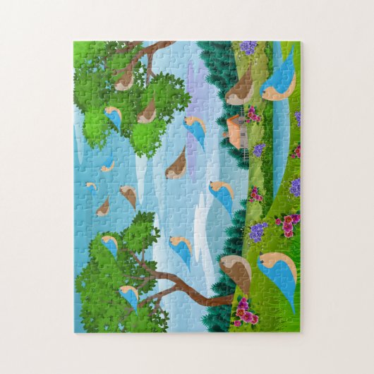 Natuur Bomen Birds Flowers, leeftijd 8 Legpuzzel (Verticaal)