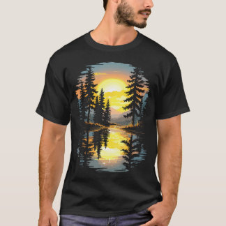 Natuur Bomen Weerspiegeling Zonsondergang Bos Buit T-shirt