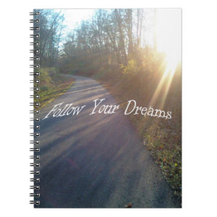 Natuur Bos pad Sun Rays Grass Follow Dreams Notitieboek