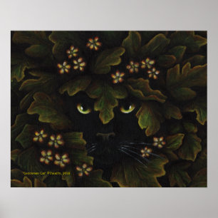 Natuur bos van Greenman Black Cat Poster