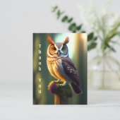 Natuur Brown Owl Artwork Hartelijk dank Briefkaart (Staand voorkant)