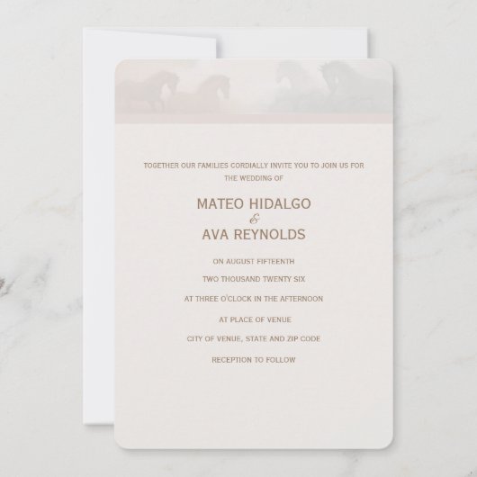 Natuur bruine paarden bruiloft uitnodiging (Achterkant)