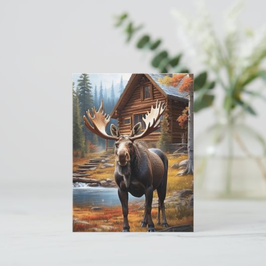 *~* Natuur Cabine STREAM AP49 MOOSE Forest Briefkaart (Staand voorkant)