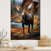 *~* Natuur Cabine STREAM AP49 MOOSE Forest Poster (Keuken)