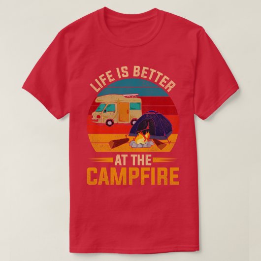 Natuur Camping Caravan Outdoor Camper Retro T-shirt (Design voorkant)
