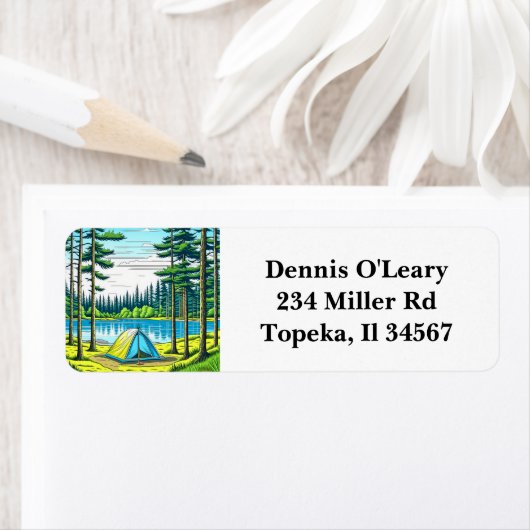 Natuur Camping Theme Tent in de Bossen Etiket (Insitu)