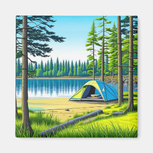 Natuur Camping Theme Tent in de Bossen Magneet