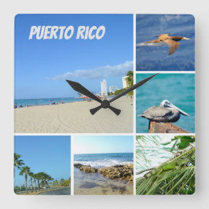 Natuur collage San Juan, Puerto Rico Vierkante Klok