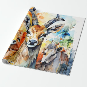Natuur Companions Waterverf Collage Cadeaupapier