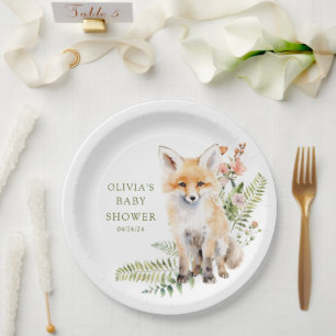 Natuur Delight Fox Baby shower Papieren Bordje