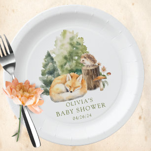 Natuur Delight Fox Baby shower Papieren Bordje