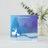 Natuur Elk der Blauwe Kerstmis Kaart (Staand voorkant)