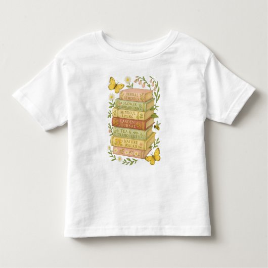 Natuur en boekenliefhebber Botanische Stack Kinder Shirts (Voorkant)