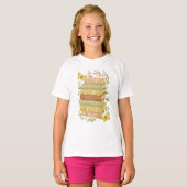 Natuur en boekenliefhebber Botanische Stack T-shirt (Voorkant volledig)