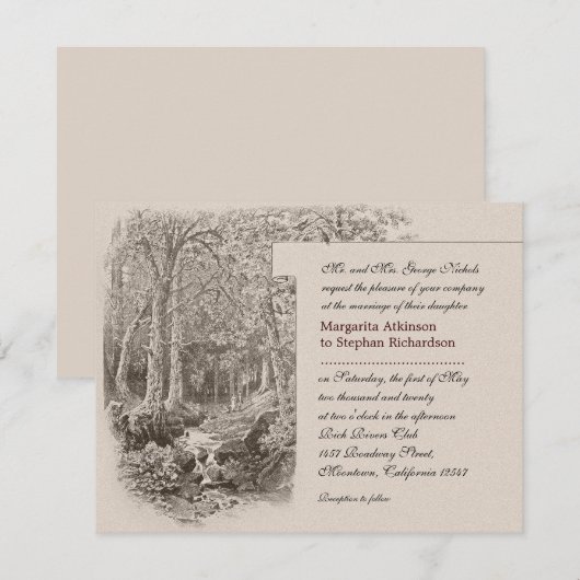 natuur en bos huwelijksuitnodigingen kaart (Voorkant / Achterkant)