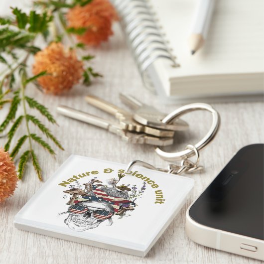 Natuur en wetenschap verenigen T-shirt Sleutelhanger (Voorkant Rechts)