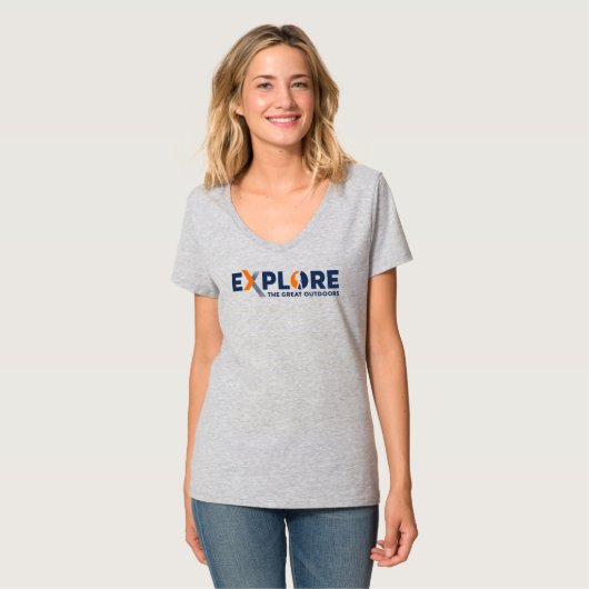 Natuur-exploratie | Vrouwen V-hals T-shirt (Voorkant volledig)
