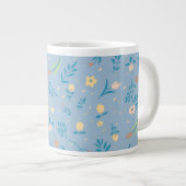 Natuur Floral Blue  Cute Modern Pattern Extra Grote Beker (Voorkant rechts)