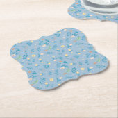 Natuur Floral Blue  Cute Modern Pattern Kartonnen Onderzetters (Gekanteld)