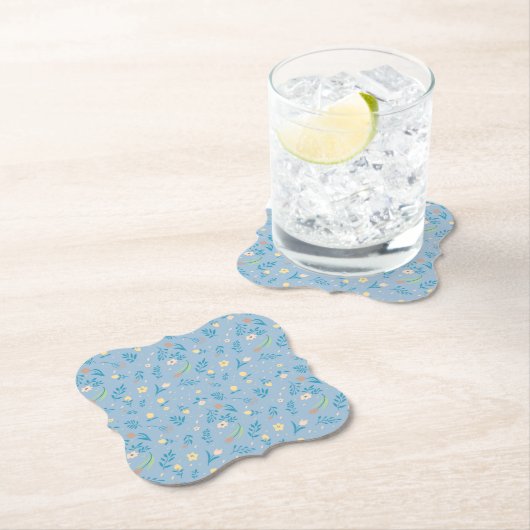 Natuur Floral Blue  Cute Modern Pattern Kartonnen Onderzetters (Insitu)
