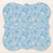 Natuur Floral Blue  Cute Modern Pattern Kartonnen Onderzetters (Voorkant)