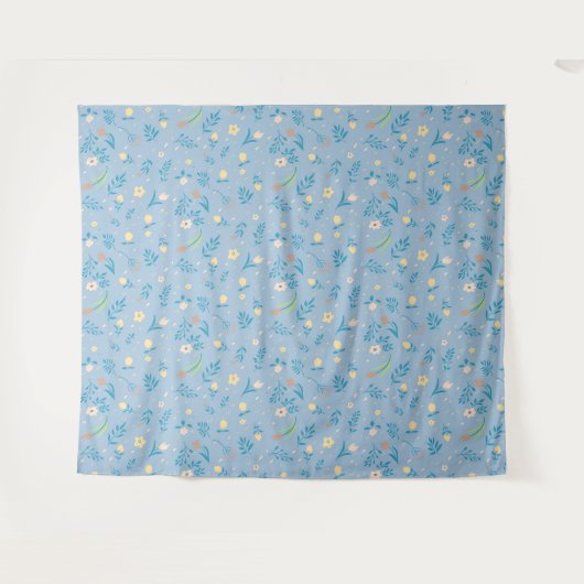 Natuur Floral Blue Cute Modern Pattern Wandkleed (Voorkant (horizontaal))