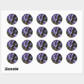 Natuur Floral Blue Paars Ronde Sticker (Vel)