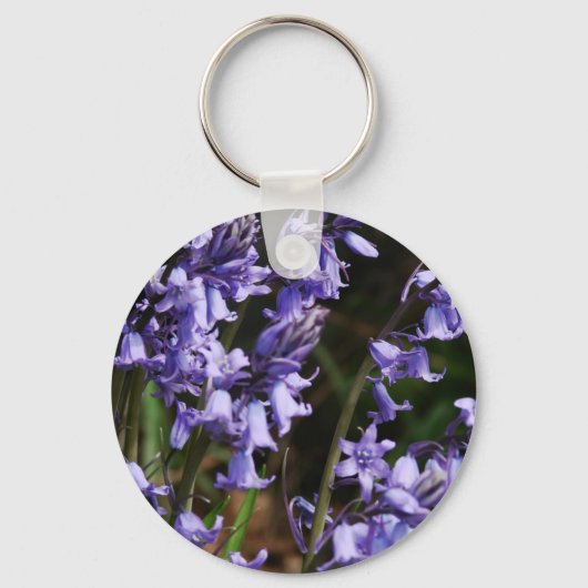 Natuur Floral Blue Paars Sleutelhanger (Voorkant)