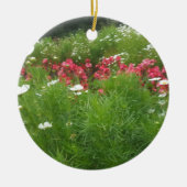 Natuur Floral Pink en White Flowers Grass Keramisch Ornament (Voorkant)