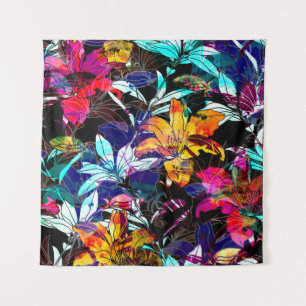 Natuur Flowers Bladeren Waterverf Achtergrond Wandkleed