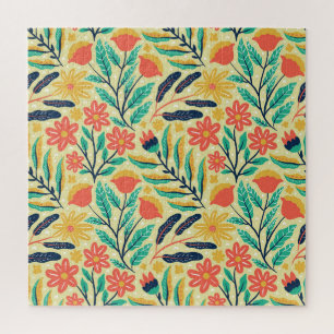 Natuur Foliage: Bloemen naadloos patroon. Legpuzzel