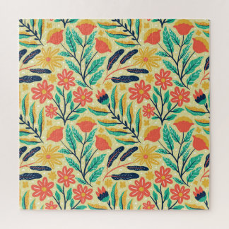 Natuur Foliage: Bloemen naadloos patroon. Legpuzzel