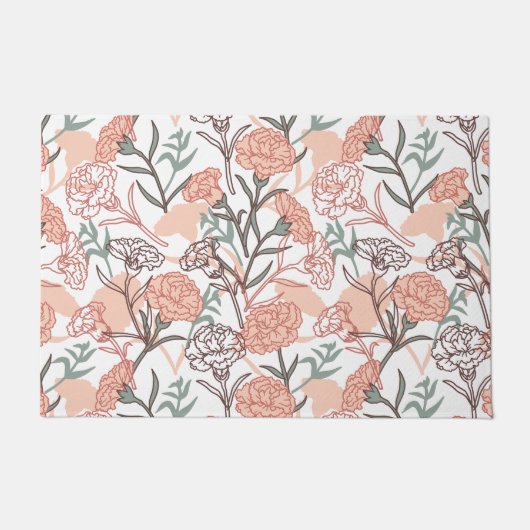 Natuur Geïnspireerd Bloemen: Anjer Bloempatroon Deurmat (Voorkant)