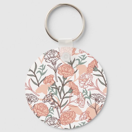 Natuur Geïnspireerd Bloemen: Anjer Bloempatroon Sleutelhanger (Voorkant)