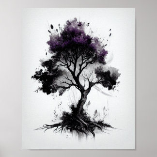 Natuur geïnspireerd boomschetsenbord voor thuisgeb poster