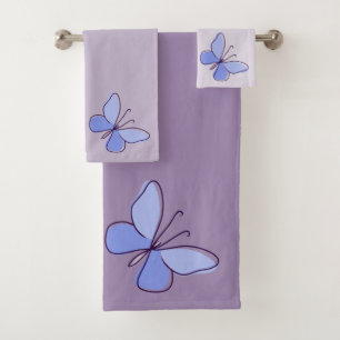 Natuur Geïnspireerd Lichtblauw Vlinder Insect Viol Bad Handdoek