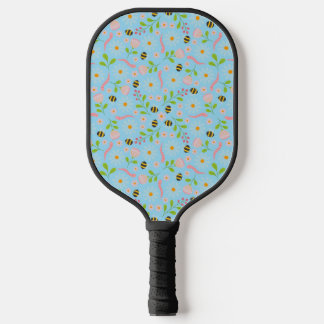 Natuur geïnspireerde bloemen en beestjes pickleball paddle