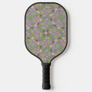 Natuur geïnspireerde bloemen en beestjes pickleball paddle