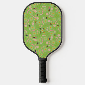 Natuur geïnspireerde bloemen en beestjes pickleball paddle