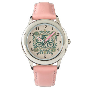 Natuur-geïnspireerde Vrouw Fietser Art – Boho Biki Horloge