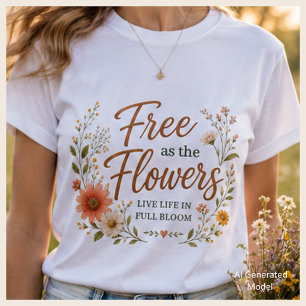 Natuur geïnspireerde zachte vrouwelijke grafische t-shirt