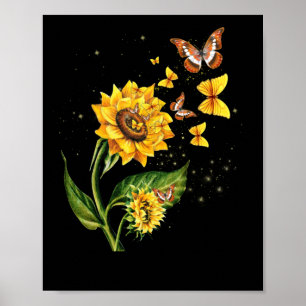 Natuur Gele bloem Blossom Butterfly Poster