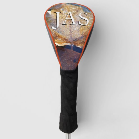 Natuur gele leder in de herfst, bevroren golfheadcover (Voorkant)